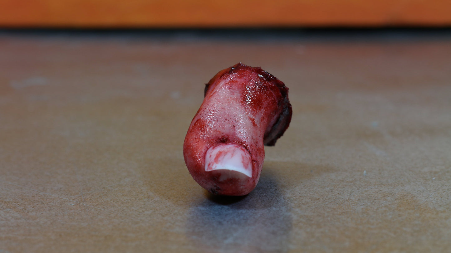 Big toe severed and bloody. Perfect Halloween decoration, creepy gift, prank or horror prop