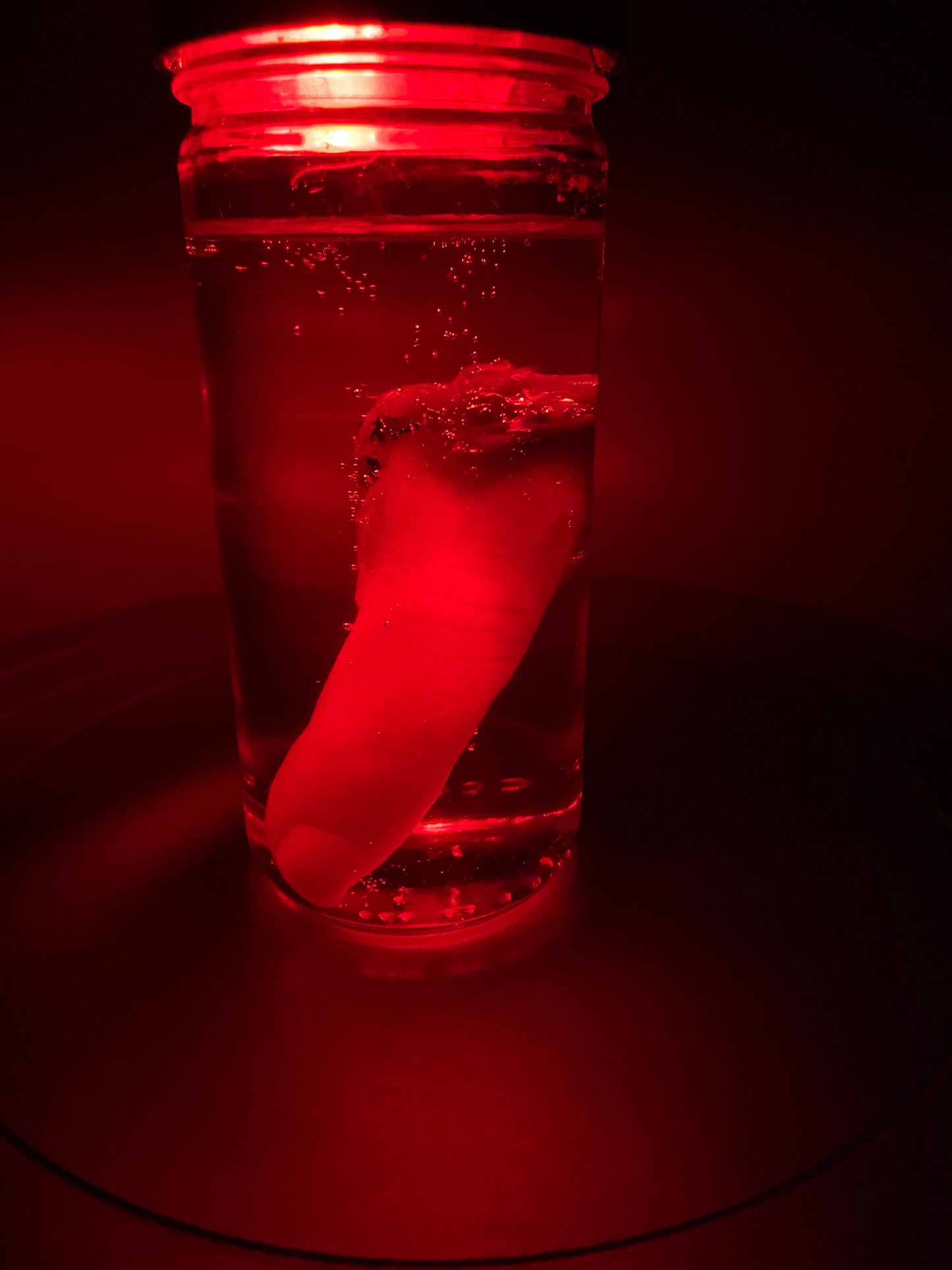 Wet Specimen Severed Finger in Jar. Lights up! No liquids. Great for Halloween, Haunted House, Horror Scenes, Horror props