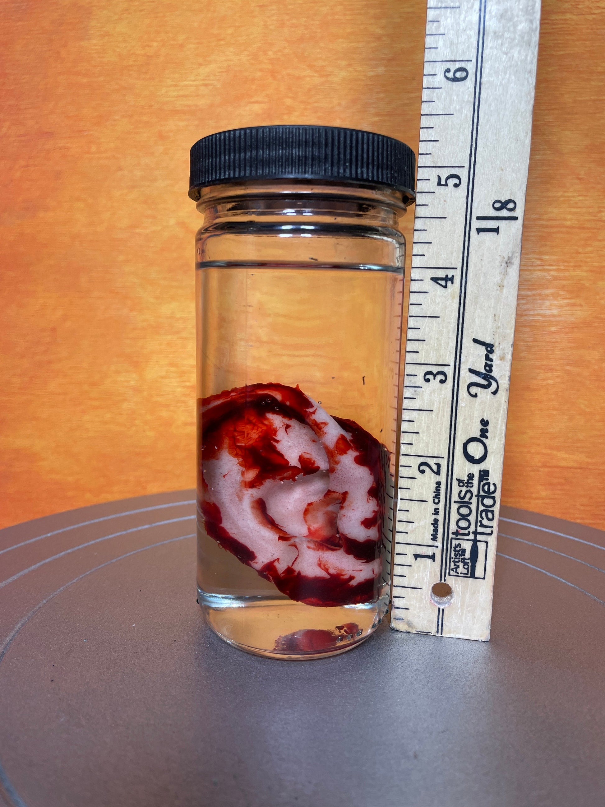 Wet Specimen Severed Ear in Jar. Lights up! No liquids. Great for Halloween, Haunted House, Horror Scenes, Horror props