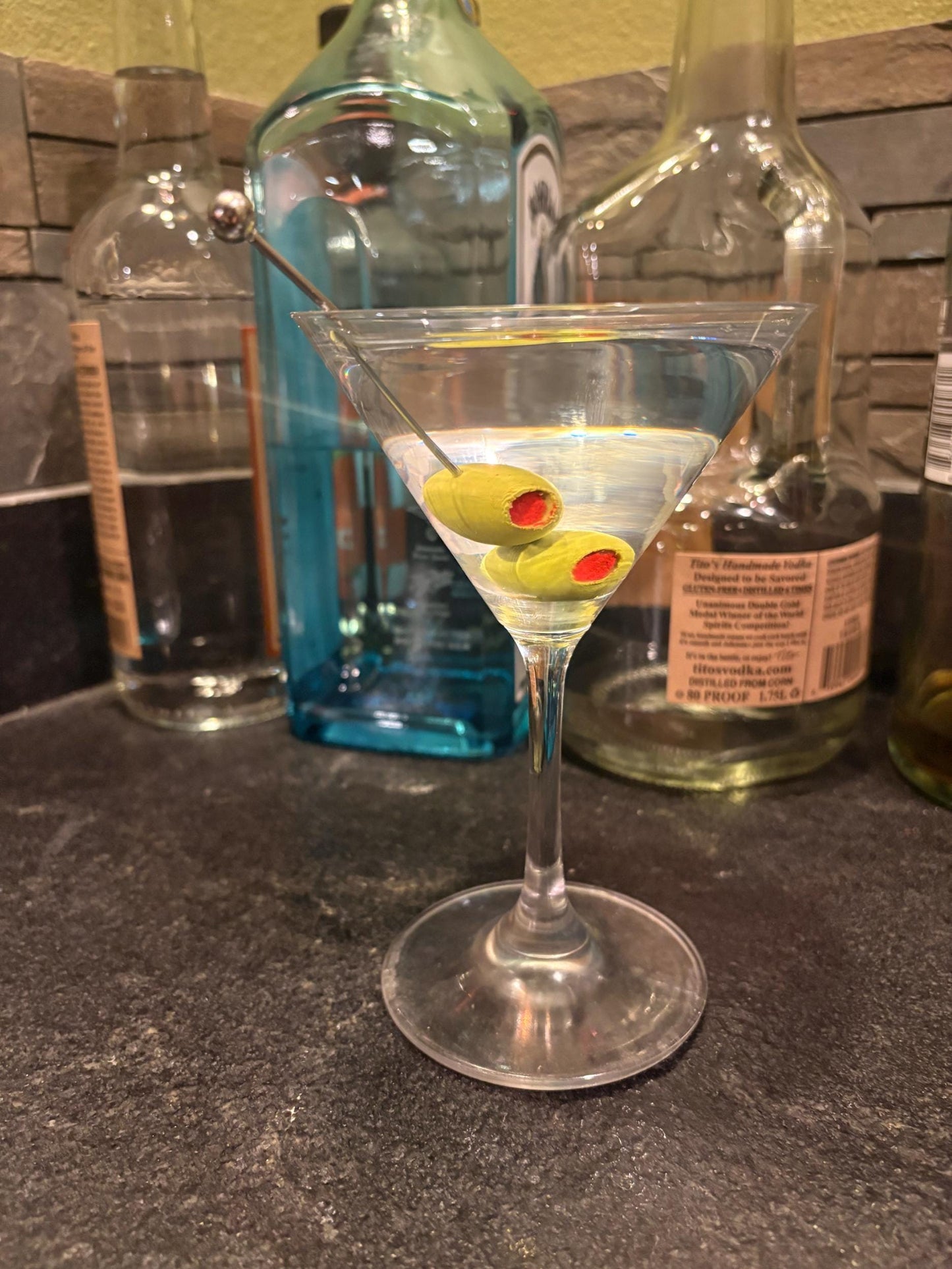 Fake Martini Prop with Olives – Realistic Faux Cocktail